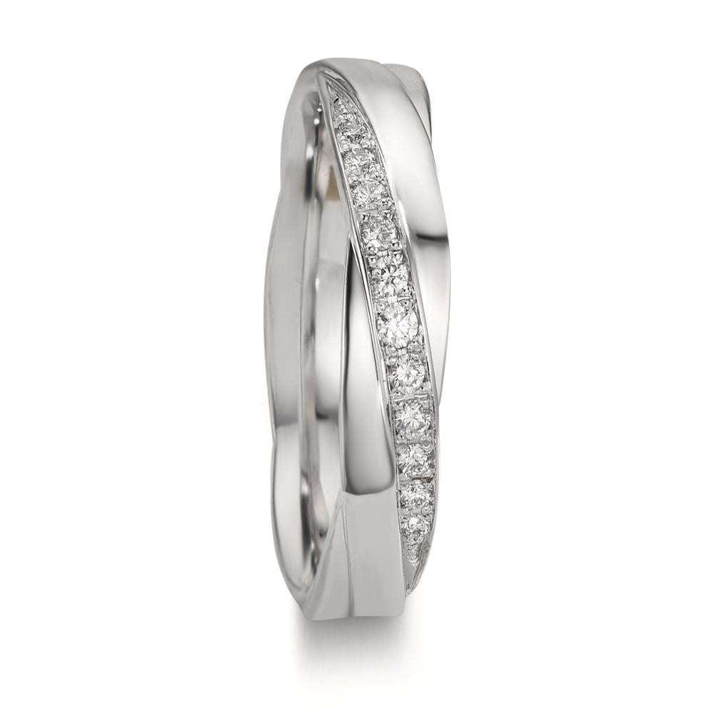 Wedding Ring 18k White Gold Diamond 0.097 ct, 11 Stones, w-si