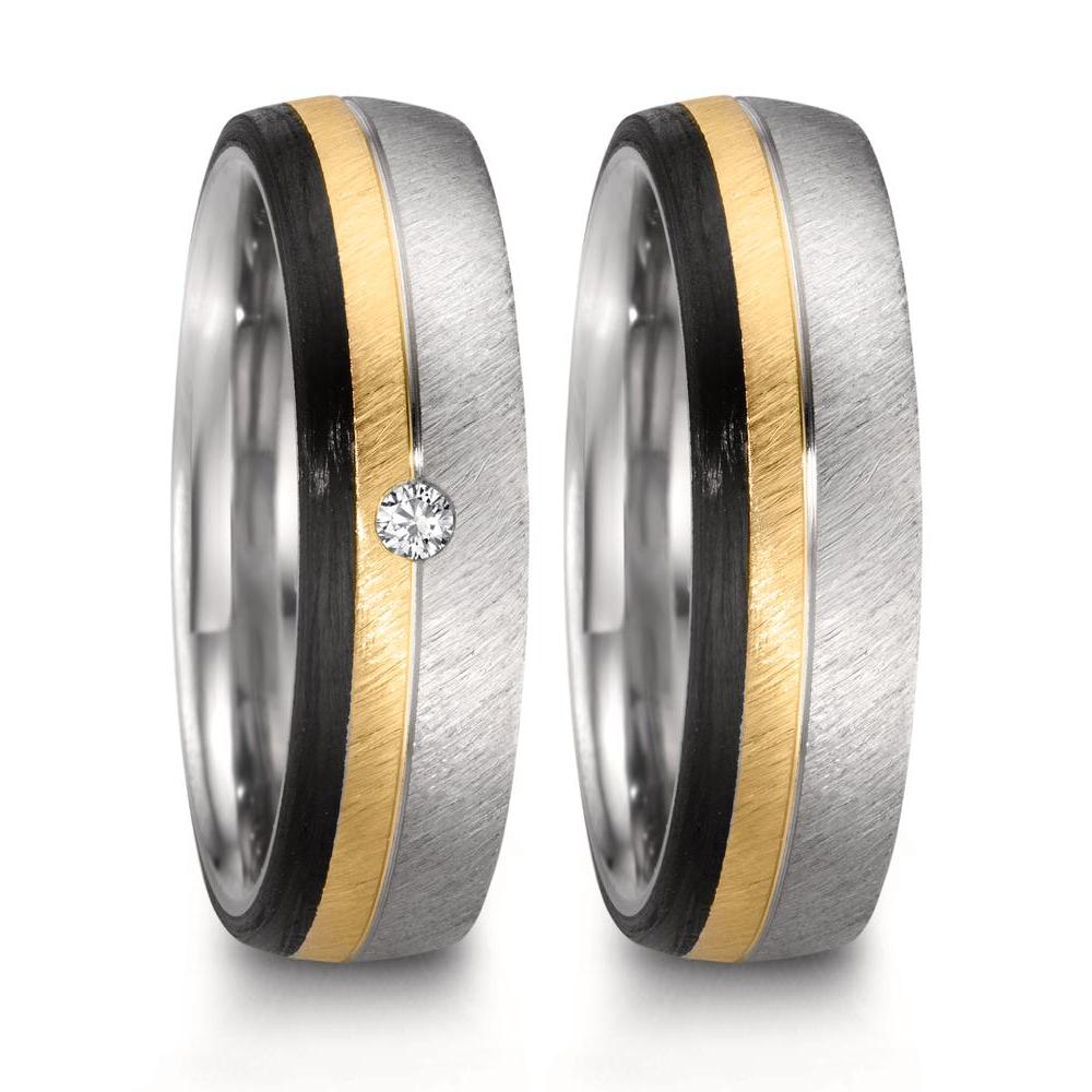 Wedding Ring Stainless steel, 9k Rose Gold, Carbon