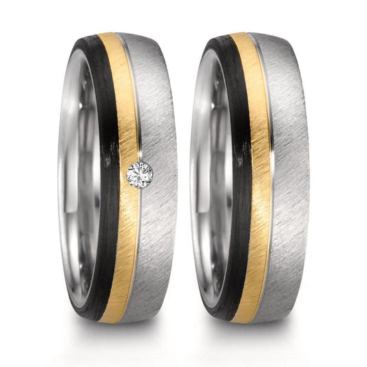Wedding Ring Stainless steel, 9k Rose Gold, Carbon