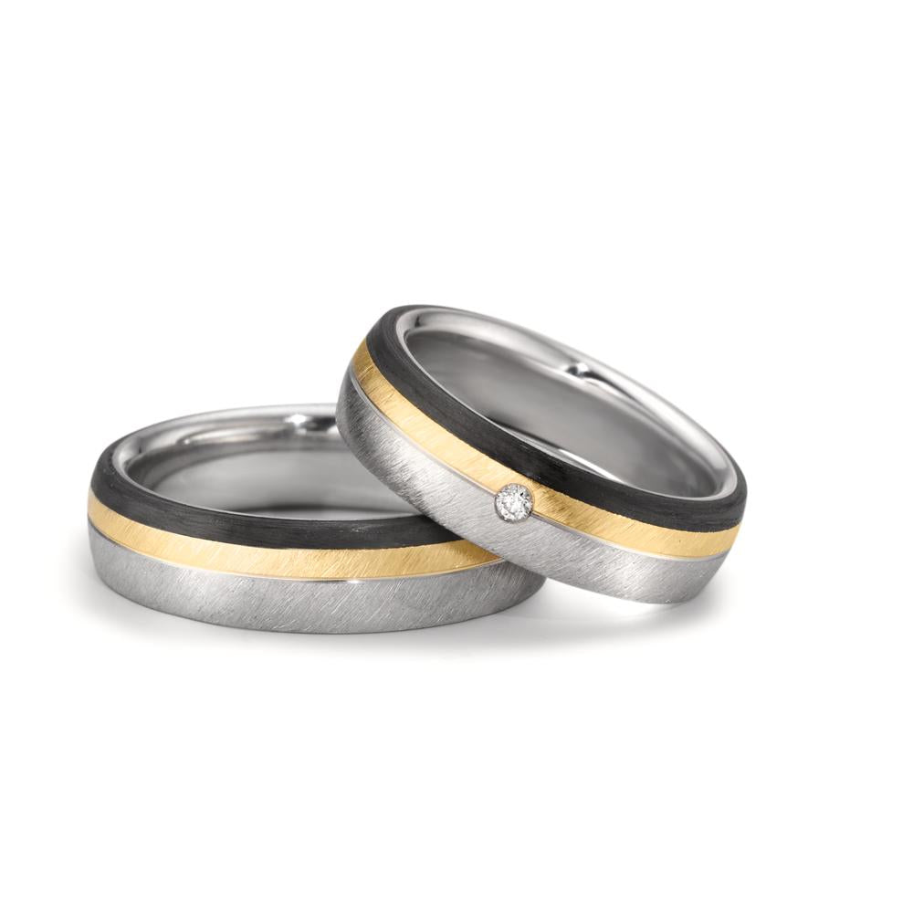Wedding Ring Stainless steel, 9k Rose Gold, Carbon