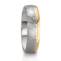 Wedding Ring Silver, 14k Rose Gold Diamond 0.015 ct, w-si Bicolor