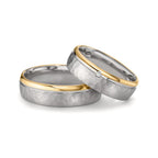 Wedding Ring Silver, 14k Rose Gold Diamond 0.015 ct, w-si Bicolor