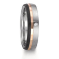Wedding Ring Stainless steel, 9k Red Gold Diamond 0.02 ct, w-si