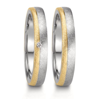Wedding Ring Stainless steel, 9k Yellow Gold Diamond 0.015 ct, w-si