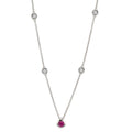 Necklace 18k White Gold Diamond 0.14 ct, 4 Stones, w-si, Ruby 42-45 cm