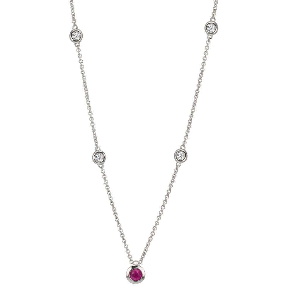 Necklace 18k White Gold Diamond 0.14 ct, 4 Stones, w-si, Ruby 42-45 cm