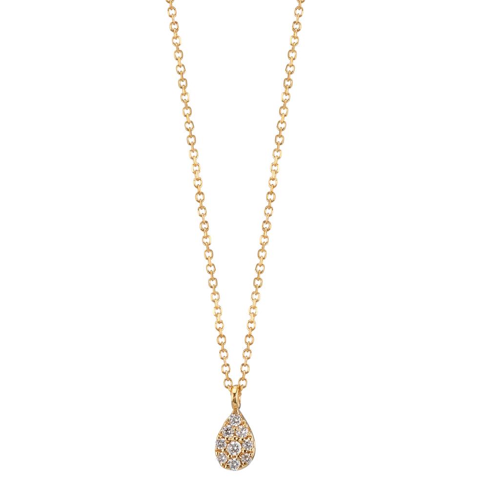 Necklace 18k Yellow Gold Diamond 0.04 ct, 9 Stones, w-si 42-45 cm