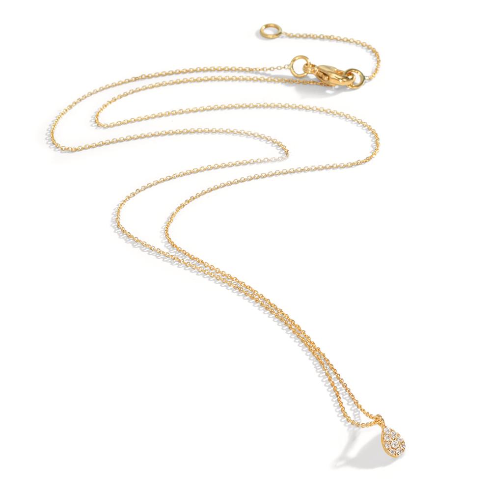 Necklace 18k Yellow Gold Diamond 0.04 ct, 9 Stones, w-si 42-45 cm