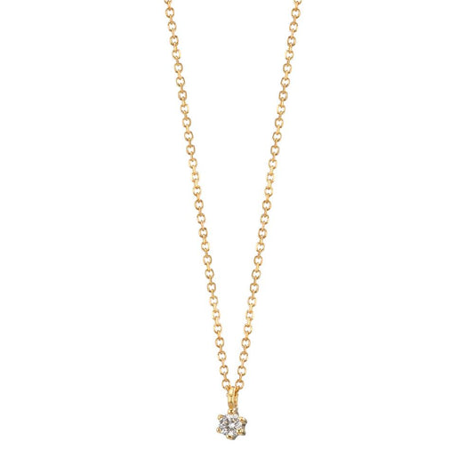 Necklace 18k Yellow Gold Diamond 0.03 ct, w-si 42-45 cm