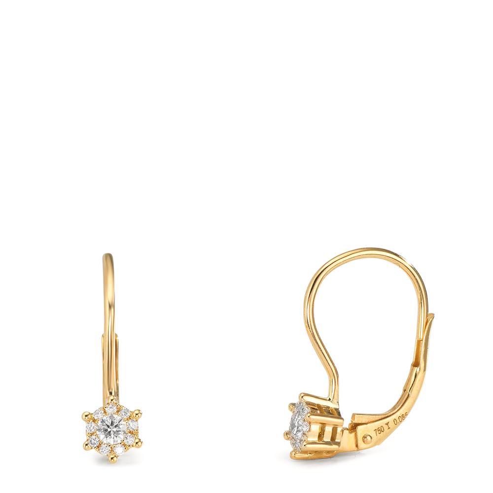 Drop Earrings 18k Yellow Gold Diamond 0.17 ct, 2 Stones, w-si