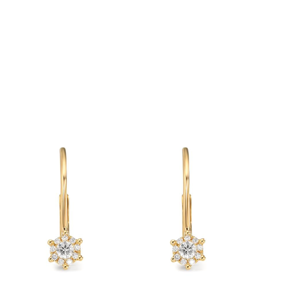 Drop Earrings 18k Yellow Gold Diamond 0.17 ct, 2 Stones, w-si