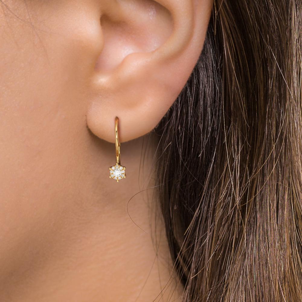 Drop Earrings 18k Yellow Gold Diamond 0.17 ct, 2 Stones, w-si