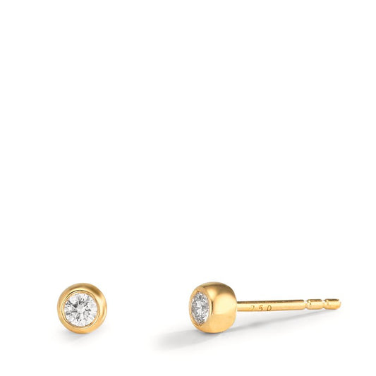 Stud earrings 18k Yellow Gold Diamond 0.10 ct, 2 Stones, w-si Ø3.5 mm