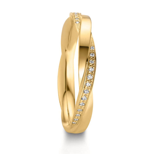 Wedding Ring 18k Yellow Gold Diamond 0.12 ct, 39 Stones, w-vsi
