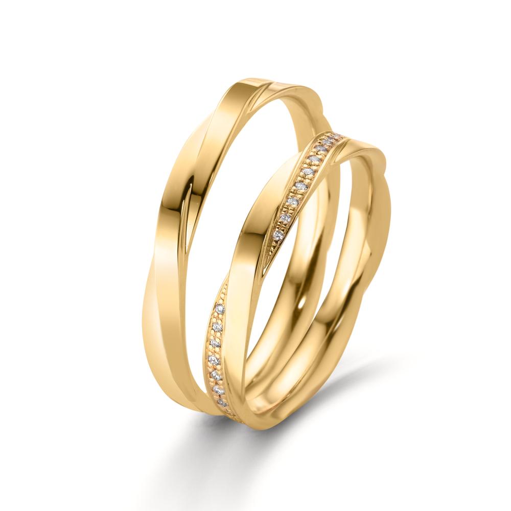 Wedding Ring 18k Yellow Gold Diamond 0.12 ct, 39 Stones, w-vsi