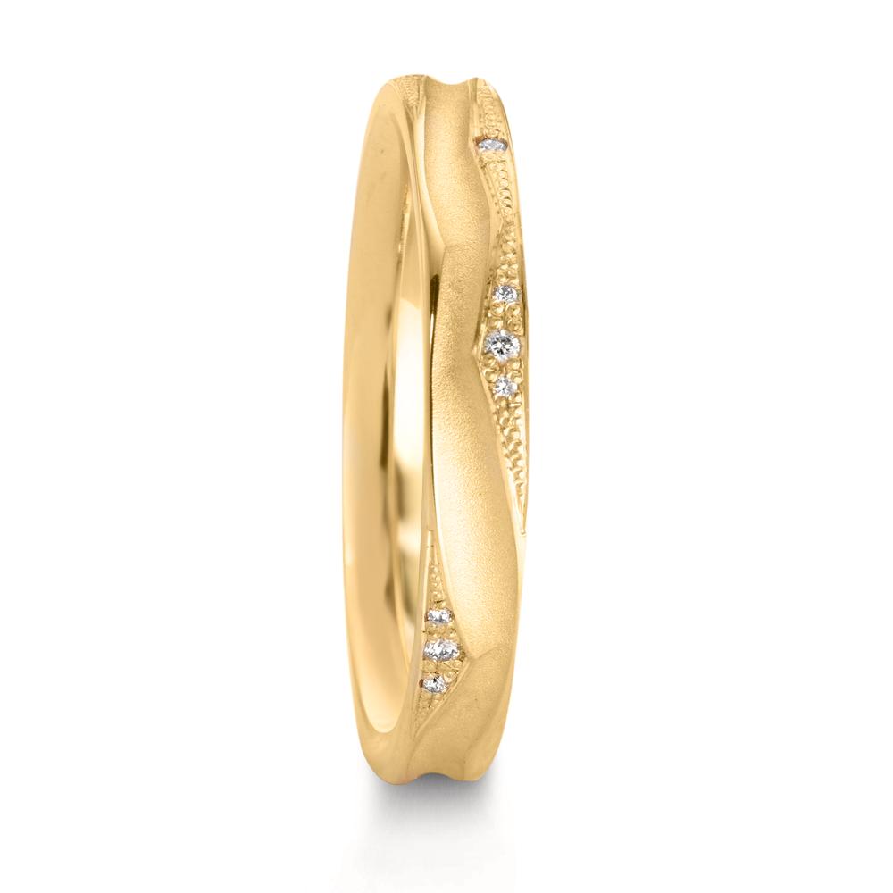 Wedding Ring 18k Yellow Gold Diamond 0.033 ct, 12 Stones, w-vsi