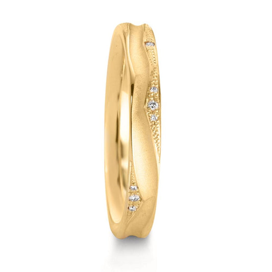 Wedding Ring 18k Yellow Gold Diamond 0.033 ct, 12 Stones, w-vsi