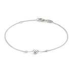 Bracelet 18k White Gold Zirconia 2 Stones Heart
