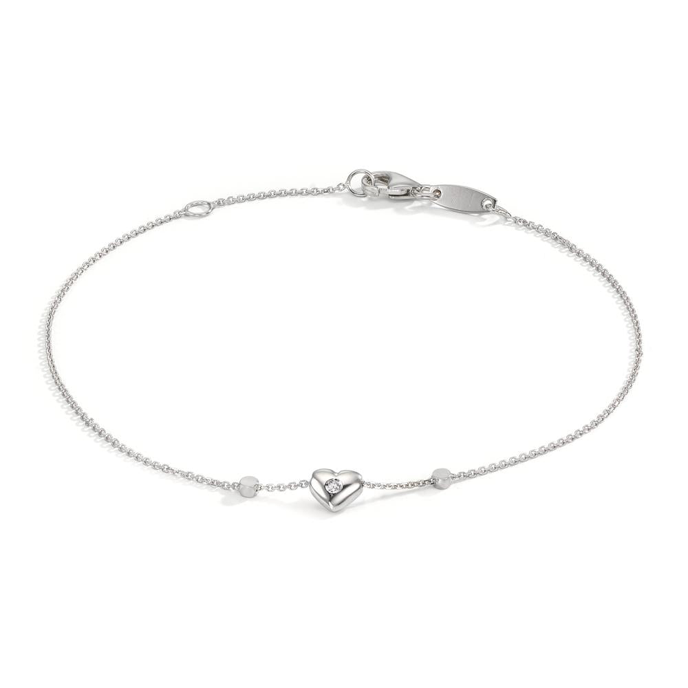 Bracelet 18k White Gold Zirconia 2 Stones Heart