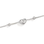 Bracelet 18k White Gold Zirconia 2 Stones Heart