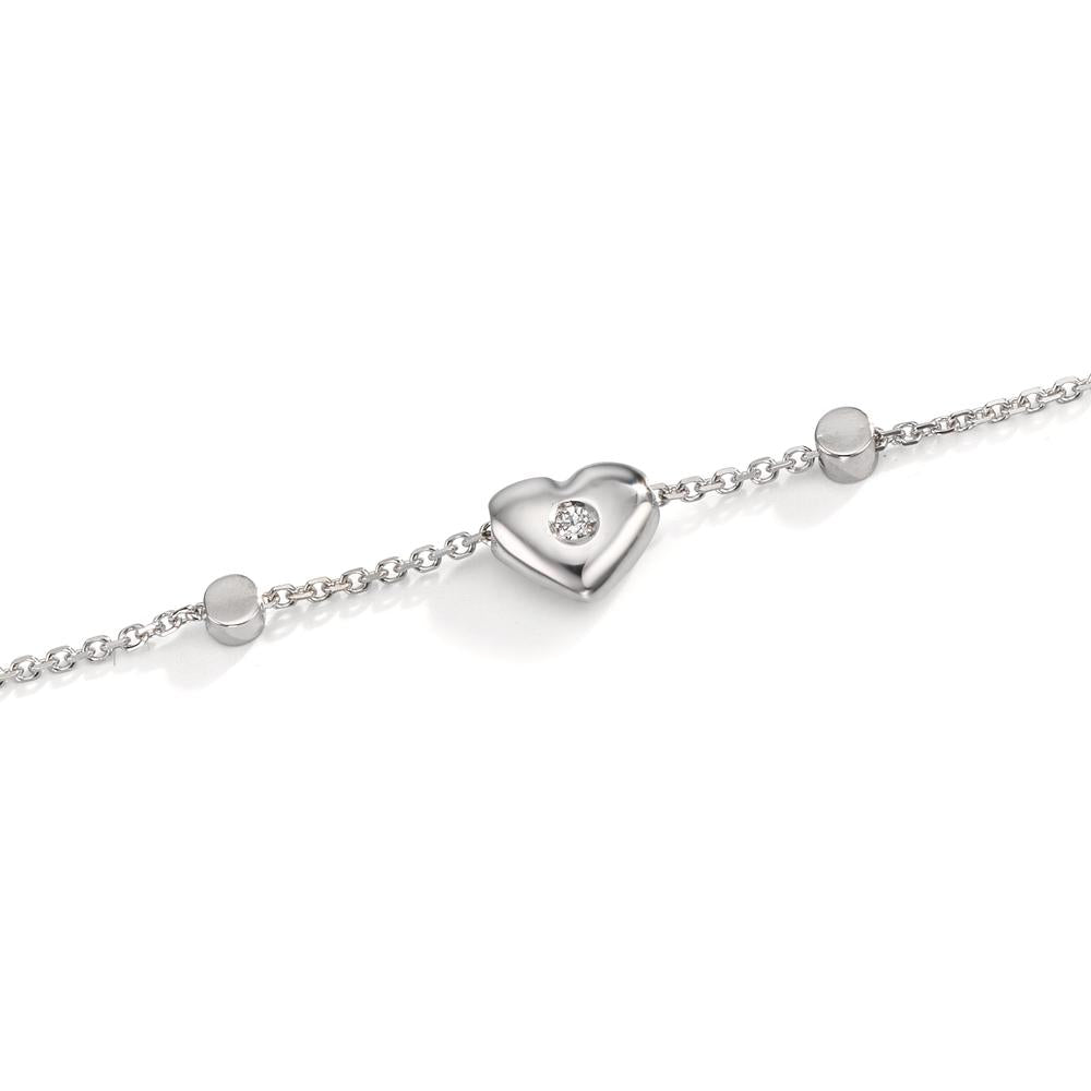 Bracelet 18k White Gold Zirconia 2 Stones Heart