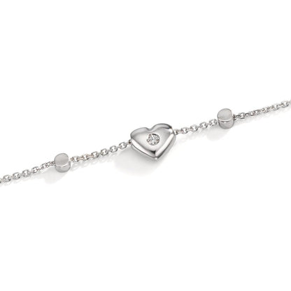 Bracelet 18k White Gold Zirconia 2 Stones Heart