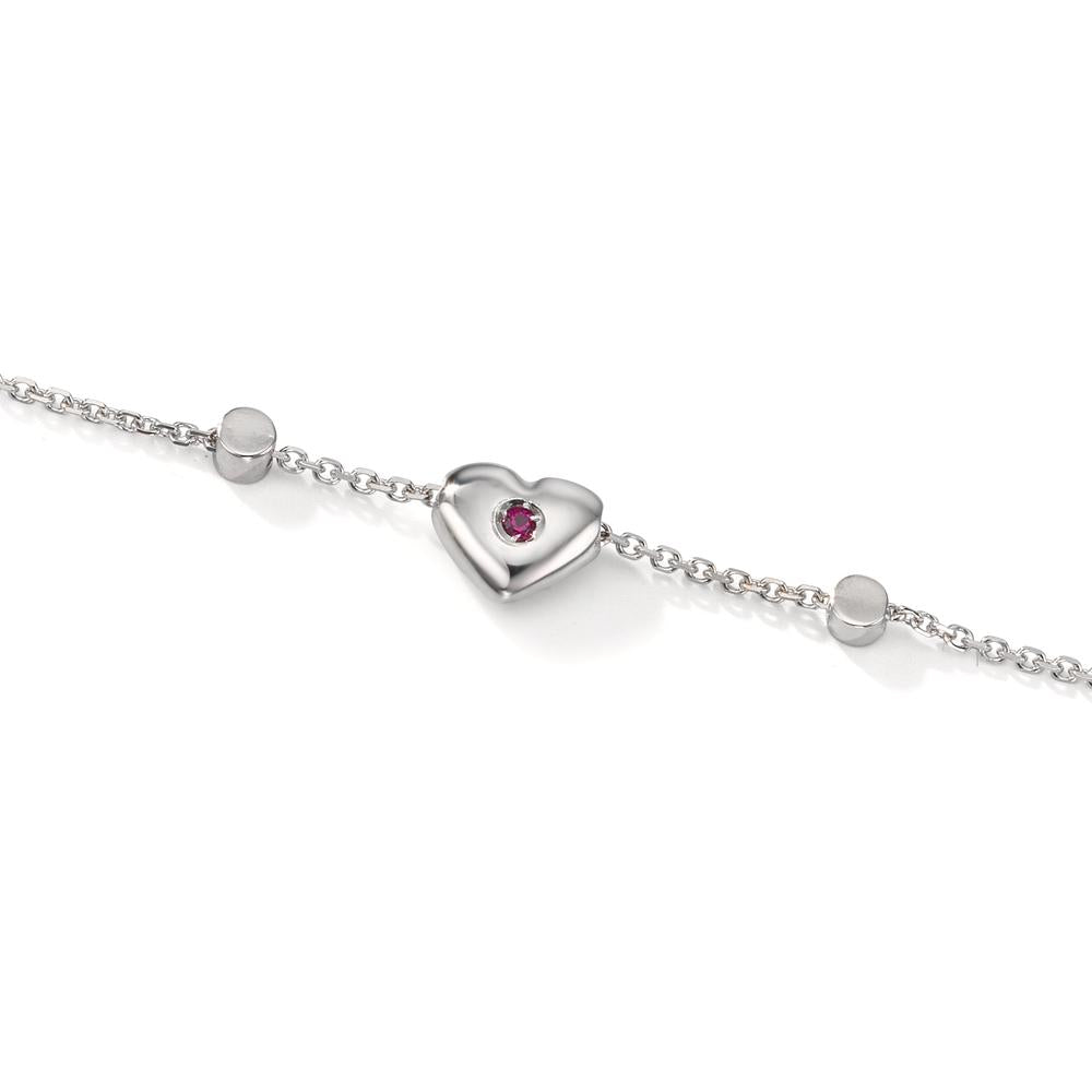 Bracelet 18k White Gold Zirconia 2 Stones Heart