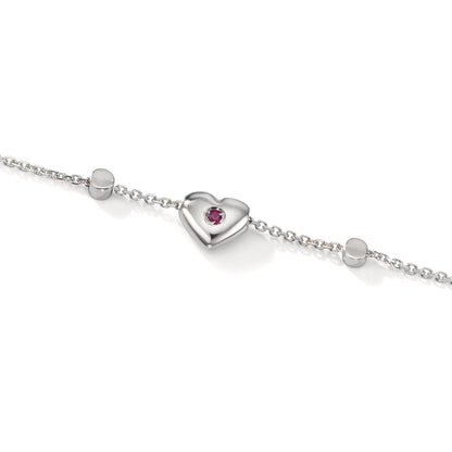 Bracelet 18k White Gold Zirconia 2 Stones Heart