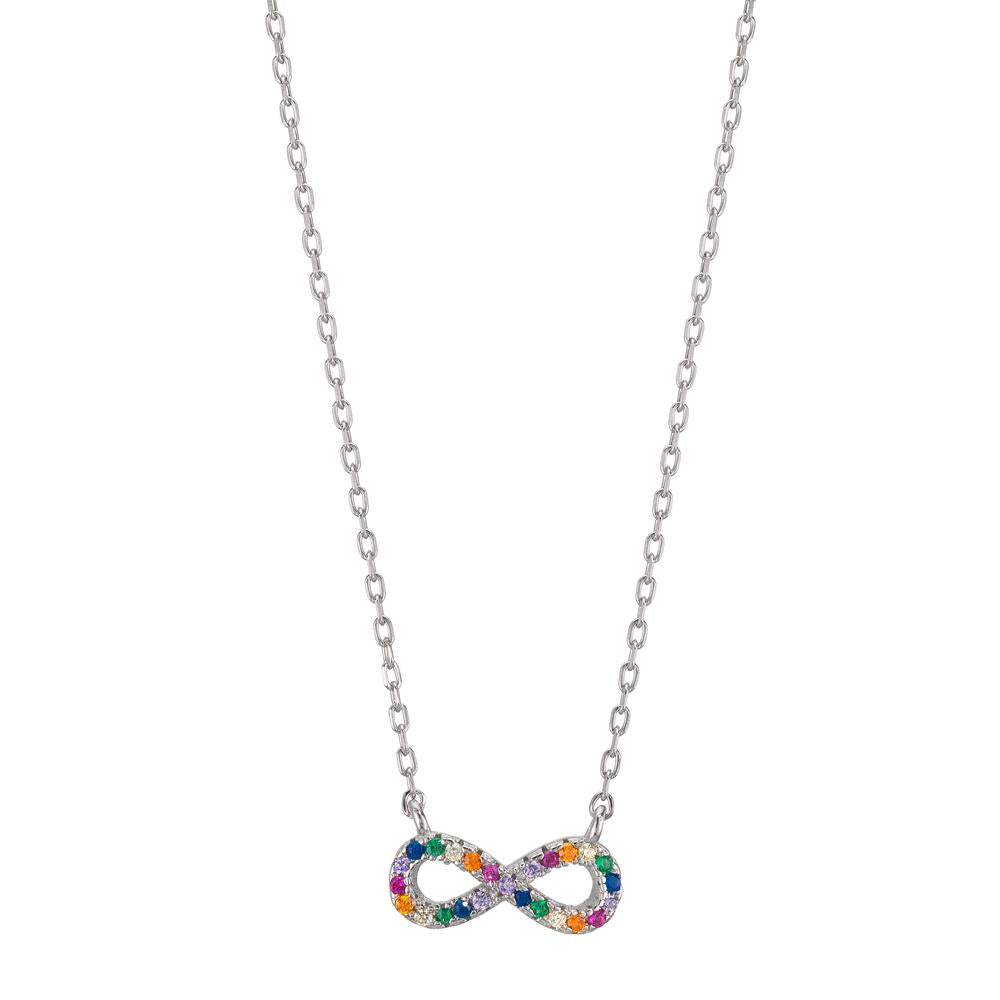 Necklace Silver Zirconia Colorful Rhodium plated Infinity 42-45 cm