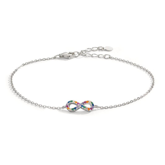 Bracelet Silver Zirconia Colorful Rhodium plated Infinity 16-20 cm