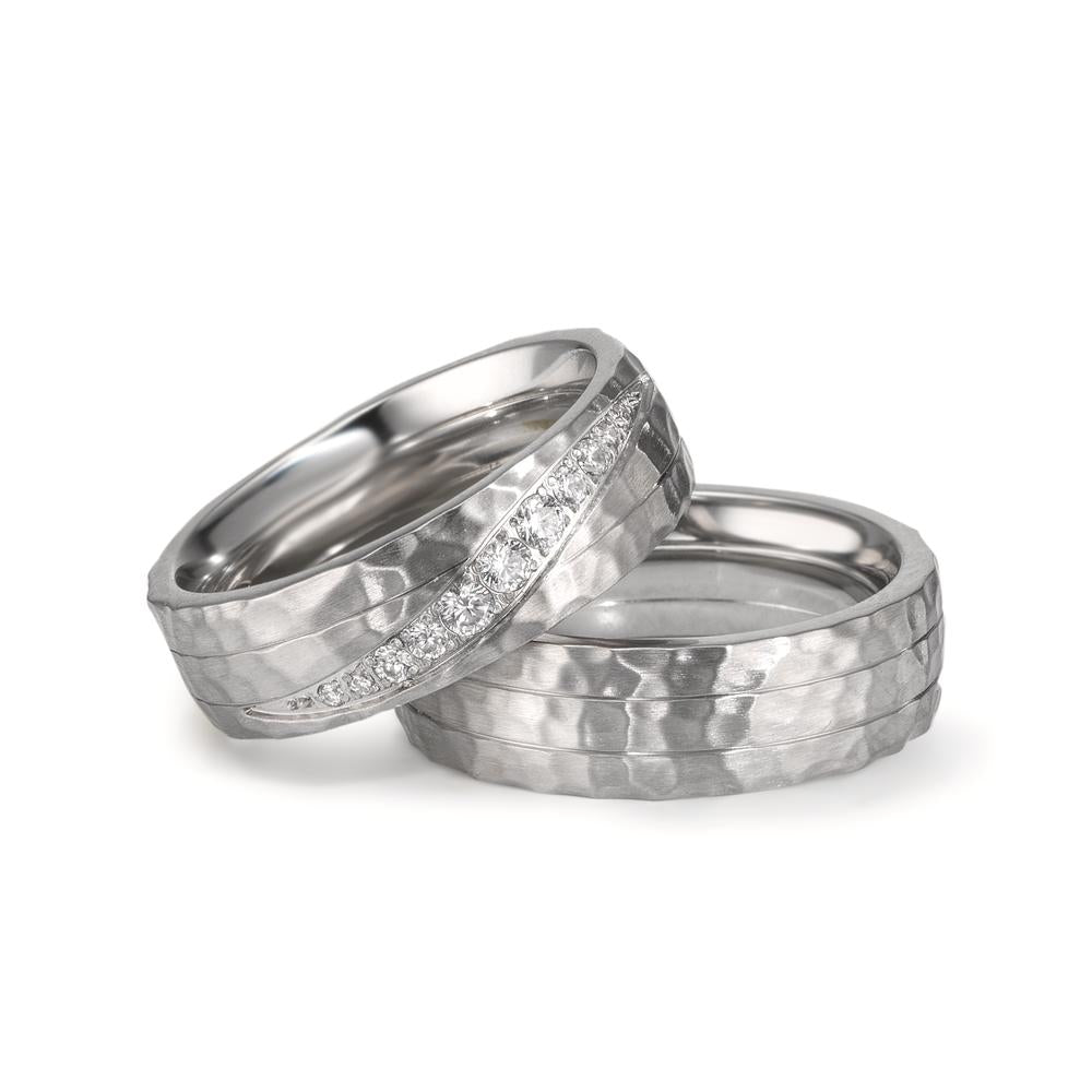 Wedding Ring Stainless steel Zirconia White, 11 Stones