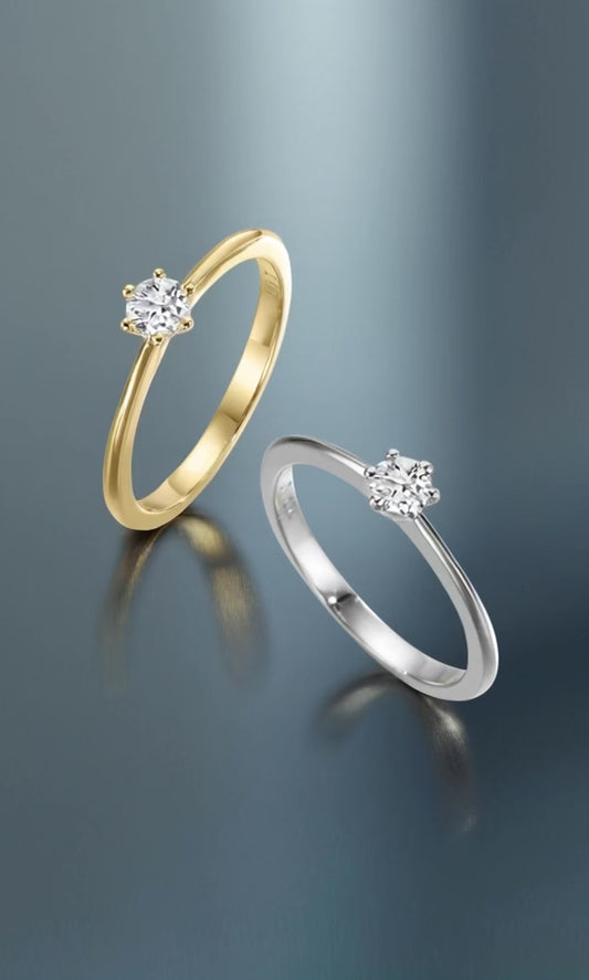 Solitaire ring 18k White Gold Diamond 0.20 ct, w-si