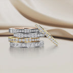 Memory ring 18k Red Gold, 18k White Gold Diamond 0.15 ct, 15 Stones, tw-vsi