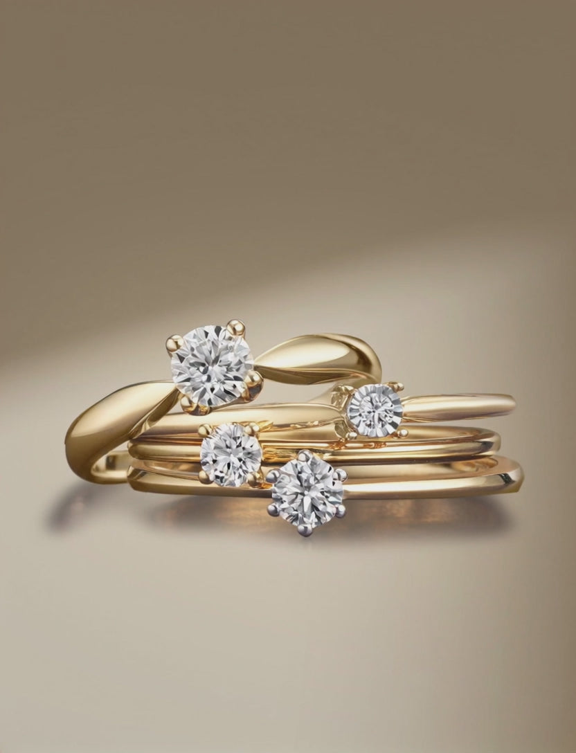 Solitaire ring 18k Yellow Gold Diamond 0.10 ct, w-si