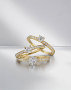 Solitaire ring 18k Yellow Gold Diamond 0.47 ct, brilliant, w-si, Diamond 0.18 ct, 18 Stones, brilliant, w-si