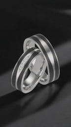 Wedding Ring Platinum 950, Carbon Diamond 0.034 ct, 5 Stones, w-si